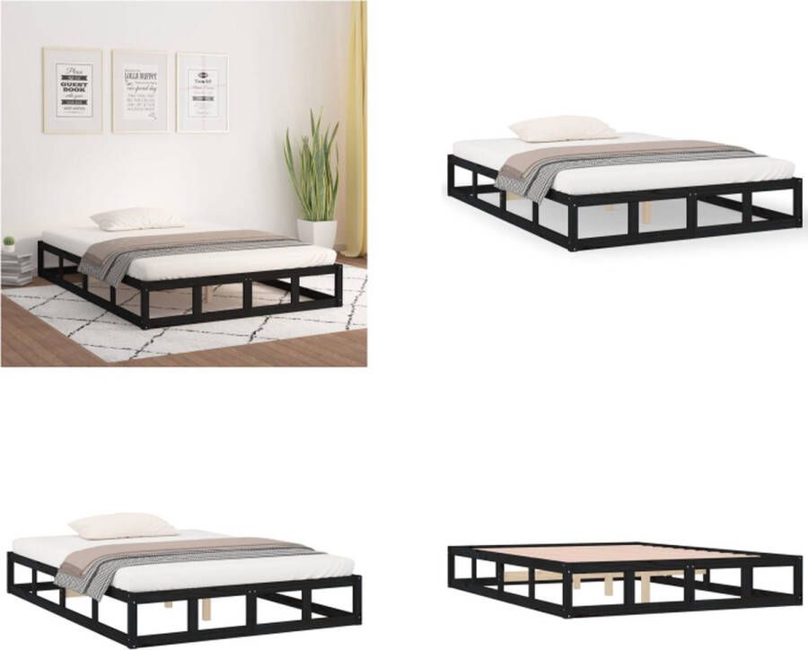 VidaXL Bedframe massief hout zwart 140x200 cm Bedframe Bedframes Bed Bedbodem