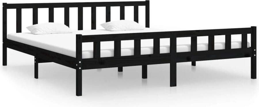 VidaXL -Bedframe-massief-hout-zwart-160x200-cm