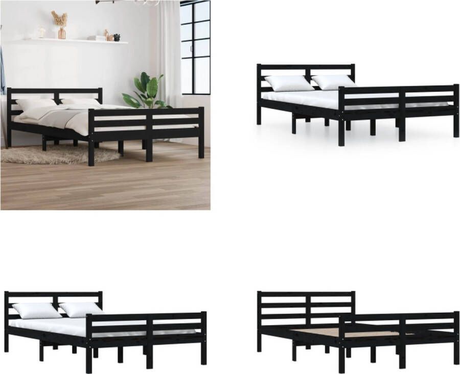 VidaXL Bedframe massief hout zwart 160x200 cm Bedframe Bedframes Bed Bedbodem