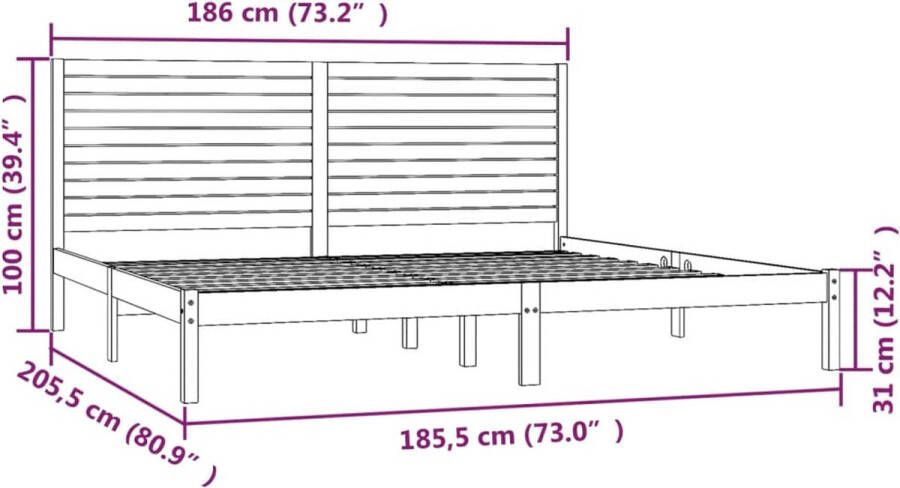 VidaXL -Bedframe-massief-hout-zwart-180x200-cm-6FT-Super-King - Foto 2