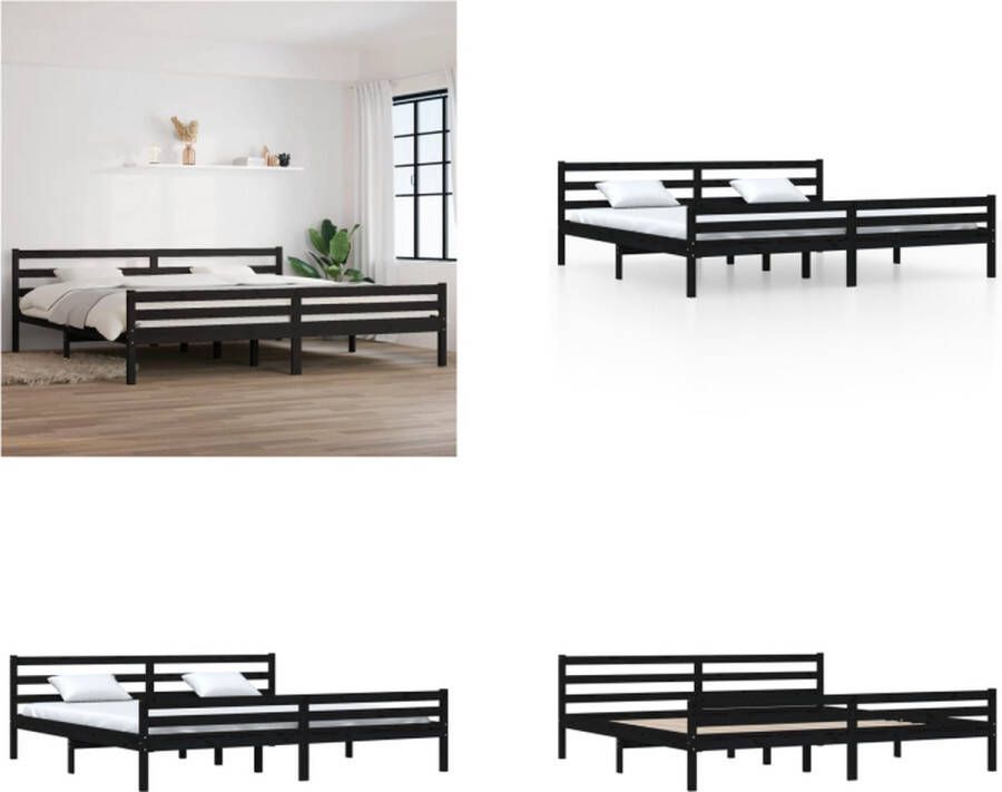 VidaXL Bedframe massief hout zwart 180x200 cm 6FT Super King Bedframe Bedframes Bed Bedbodem