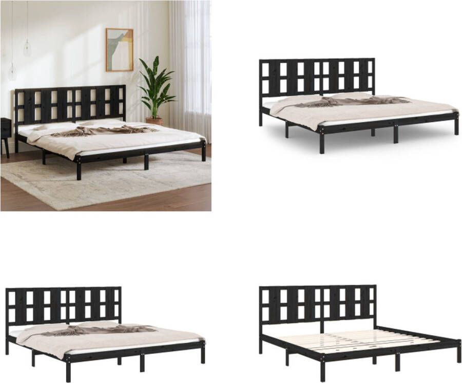 VidaXL Bedframe massief hout zwart 180x200 cm 6FT Super King Bedframe Bedframes Bed Bedbodem