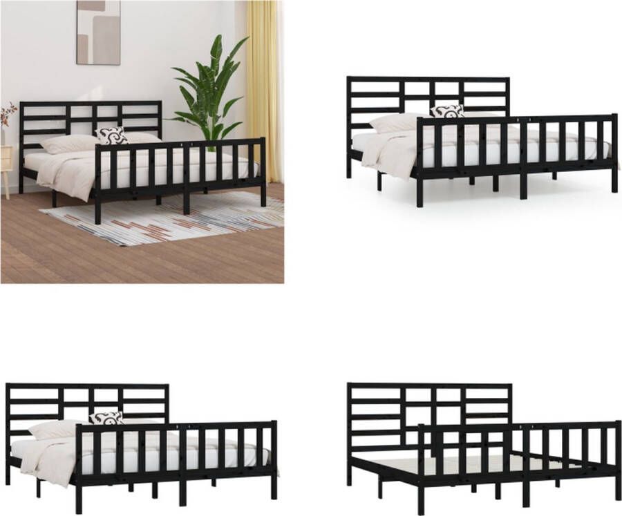 VidaXL Bedframe massief hout zwart 180x200 cm 6FT Super King Bedframe Bedframes Bed Bedbodem