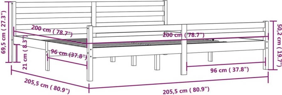 VidaXL -Bedframe-massief-hout-zwart-200x200-cm - Foto 2