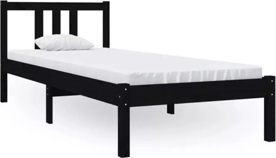 VidaXL -Bedframe-massief-hout-zwart-75x190-cm-2FT6-Small-Single - Foto 3