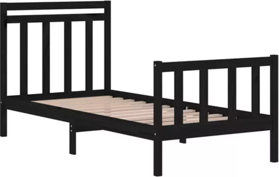 VidaXL -Bedframe-massief-hout-zwart-75x190-cm-2FT6-Small-Single - Foto 3