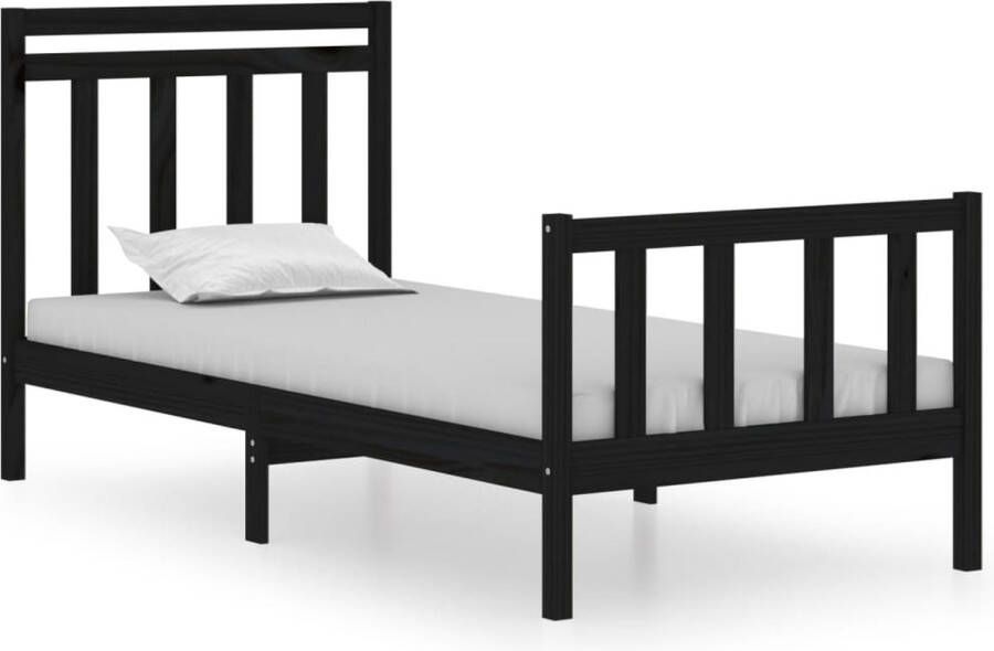 VidaXL Bedframe Massief Hout Zwart 90x190 cm Bedframe Grenenhouten Bed Zwarte Bedbank Tweepersoons Bed Enkel Bed Boxspring Bed Hoofdbord - Foto 2