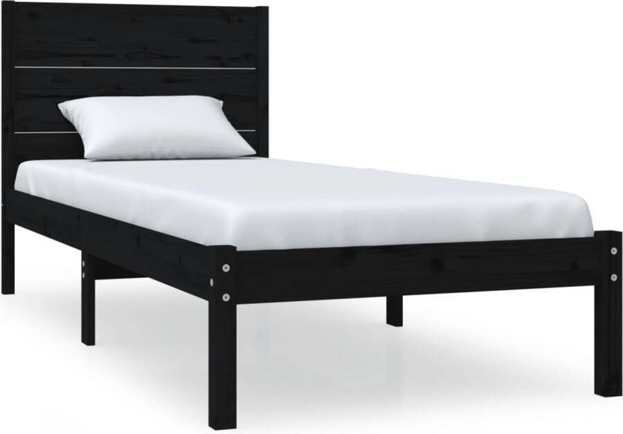 VidaXL -Bedframe-massief-hout-zwart-75x190-cm-2FT6-Small-Single