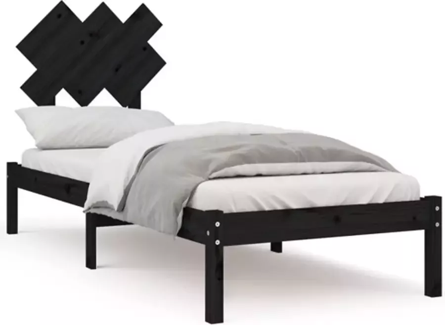 VidaXL -Bedframe-massief-hout-zwart-75x190-cm-2FT6-Small-Single - Foto 2