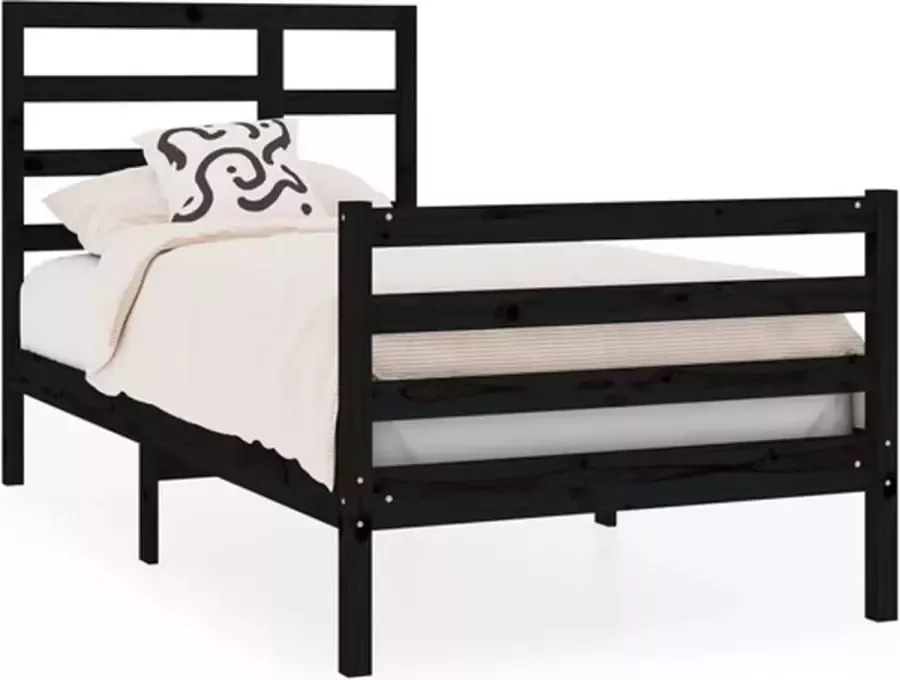 VidaXL -Bedframe-massief-hout-zwart-75x190-cm-2FT6-Small-Single - Foto 4