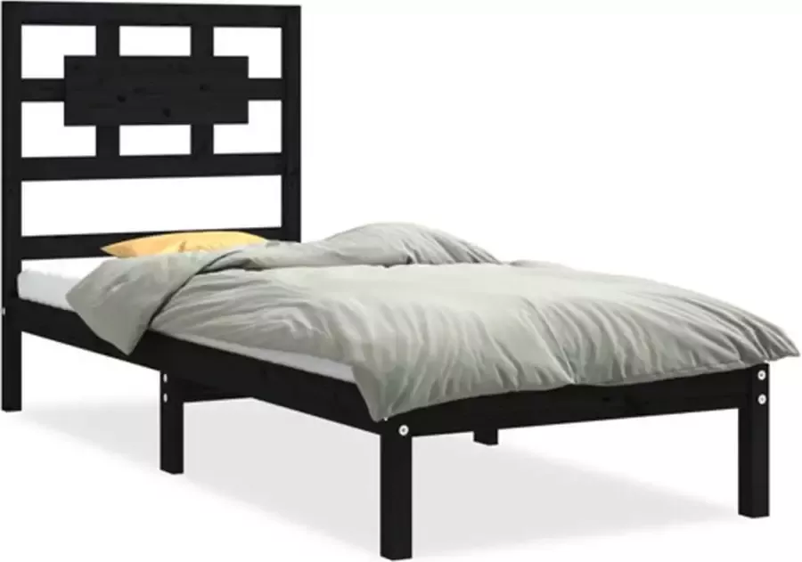 VidaXL -Bedframe-massief-hout-zwart-75x190-cm-2FT6-Small-Single - Foto 3