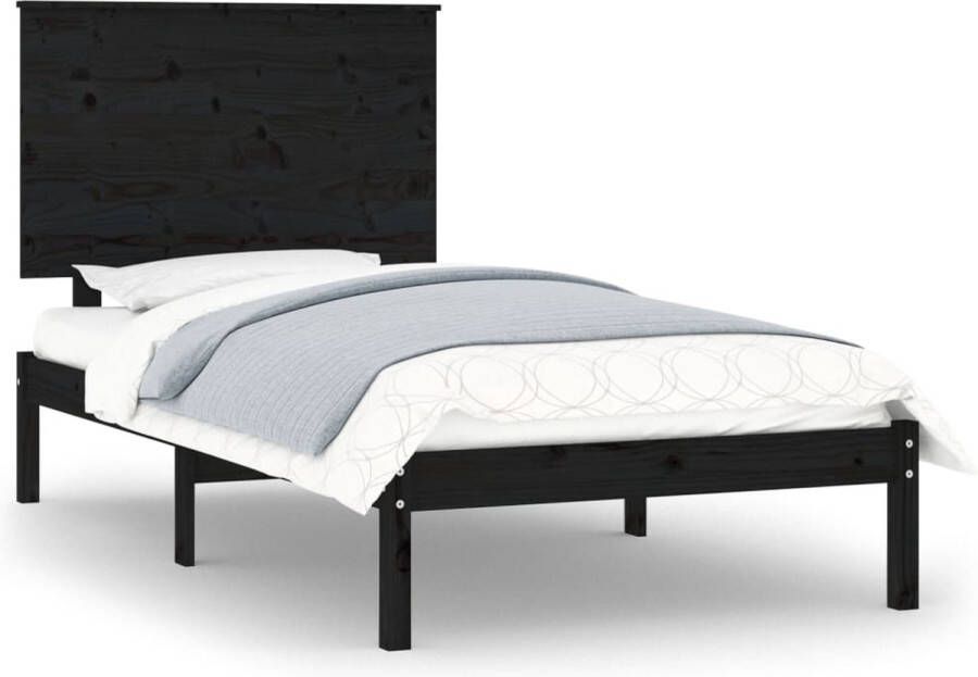 VidaXL -Bedframe-massief-hout-zwart-75x190-cm-2FT6-Small-Single