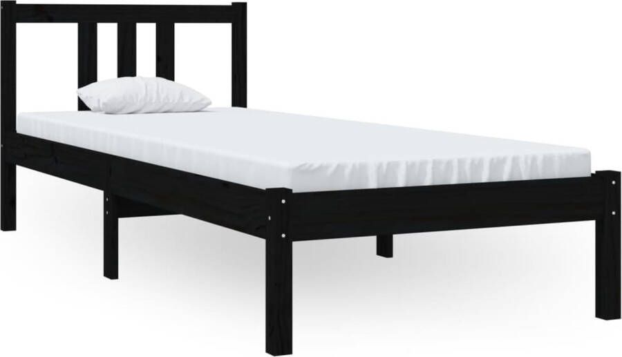 VidaXL -Bedframe-massief-hout-zwart-75x190-cm-2FT6-Small-Single