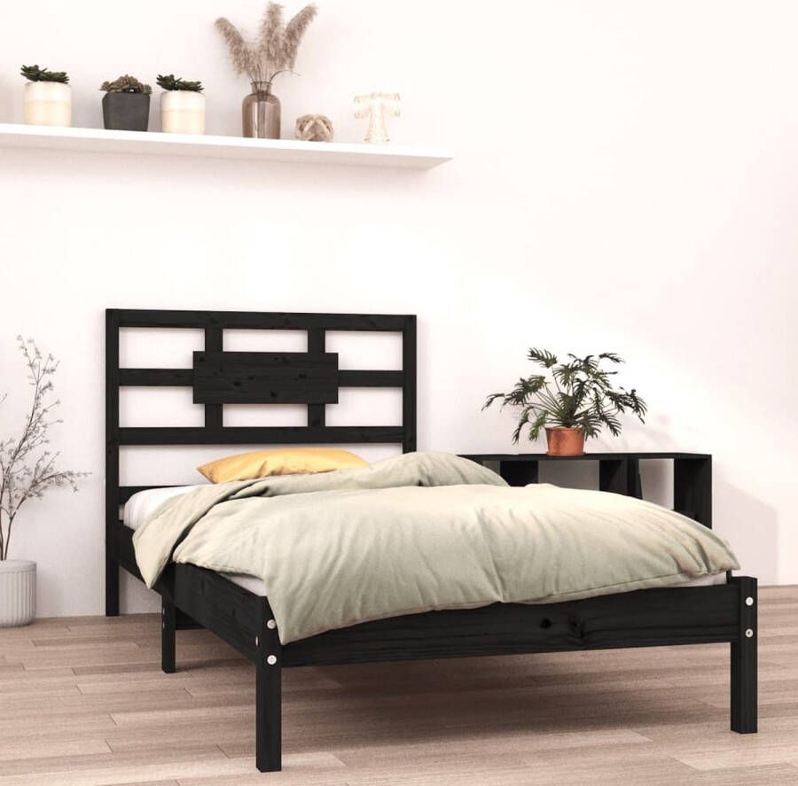 VidaXL -Bedframe-massief-hout-zwart-90x190-cm-3FT-Single - Foto 1