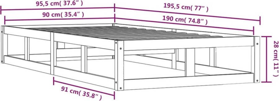 VidaXL -Bedframe-massief-hout-zwart-90x190-cm-3FT-Single - Foto 2