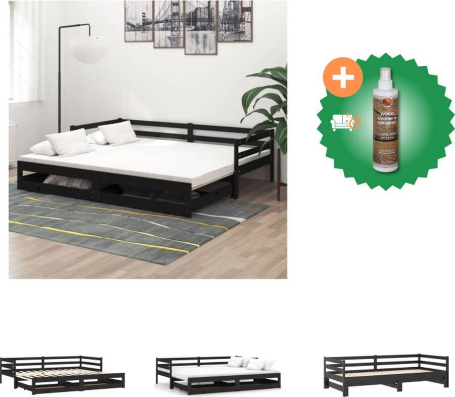 VidaXL Bedframe massief hout zwart 90x190 cm 3FT Single Bedframe Bedframes Eenpersoonsbed Bed