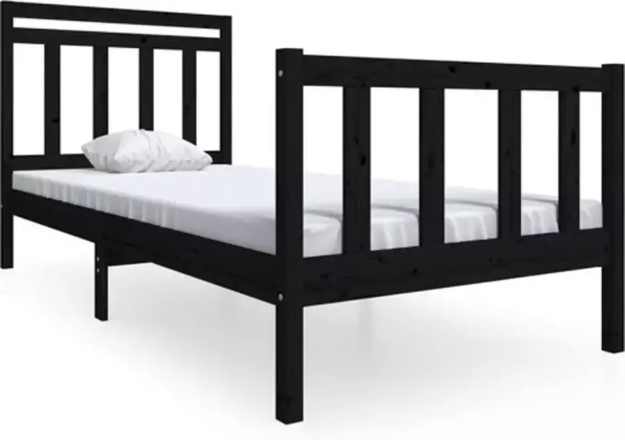 VidaXL -Bedframe-massief-hout-zwart-90x190-cm-3FT6-Single - Foto 2