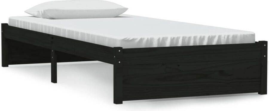 VidaXL -Bedframe-massief-hout-zwart-90x190-cm-3FT-Single