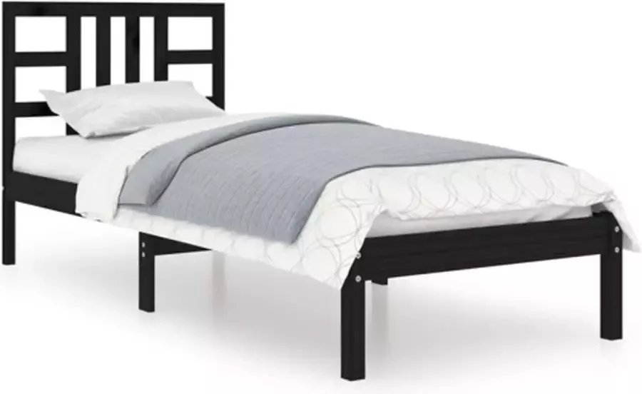 VidaXL -Bedframe-massief-hout-zwart-90x200-cm - Foto 3