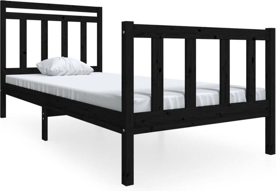 VidaXL -Bedframe-massief-hout-zwart-90x200-cm