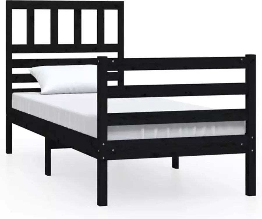 VidaXL -Bedframe-massief-hout-zwart-90x200-cm - Foto 3