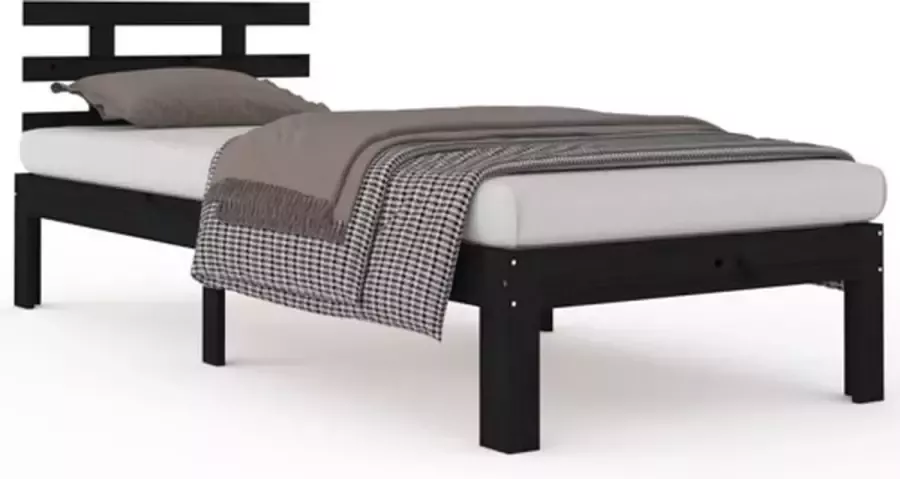 vidaXL Bedframe massief hout zwart 90x200 cm