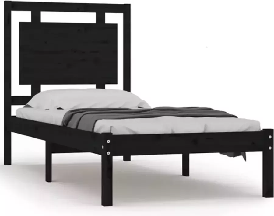 VidaXL -Bedframe-massief-hout-zwart-90x200-cm - Foto 2