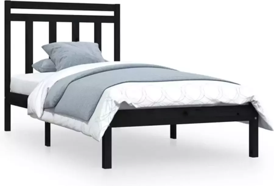 VidaXL -Bedframe-massief-hout-zwart-90x200-cm - Foto 2