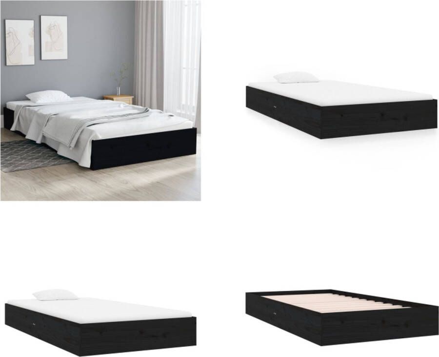 VidaXL Bedframe massief hout zwart 90x200 cm Bedframe Bedframes Bed Bedbodem