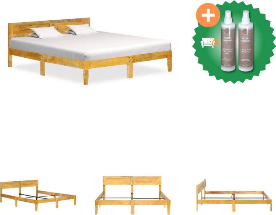 VidaXL Bedframe massief mangohout 160 cm Bed Inclusief Onderhoudsset