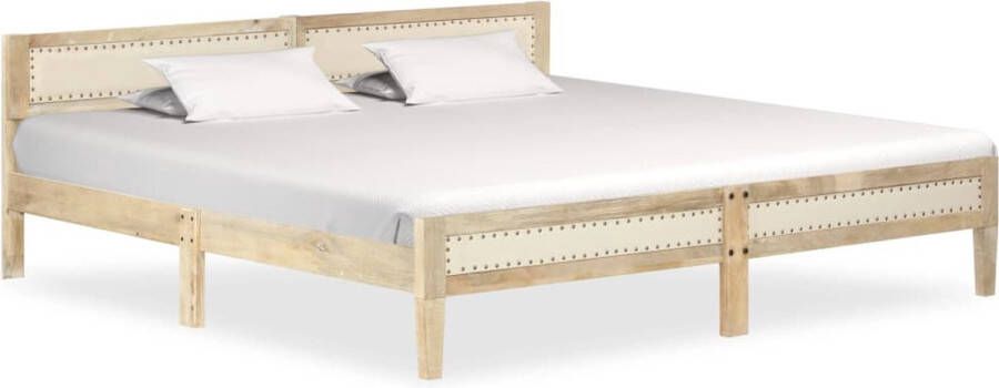 VidaXL Bedframe Massief Mangohout 200x200 cm Massief Mangohouten Bed Frame Klassieke Bed Twee Persoons Bed Bruine Bed Houten Bed Vintage Bed Design Bed Slaap Kamer Meubels - Foto 2