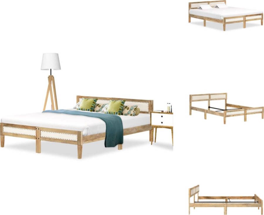 VidaXL Bedframe Massief Mangohout Tweepersoons 205 x 145 x 73 cm Naturel Bed
