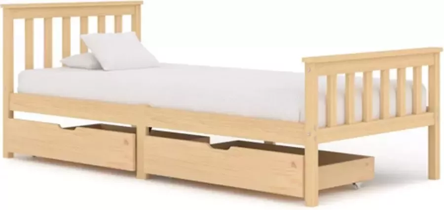 VidaXL Bedframe met 2 lades massief grenenhout 100x200 cm