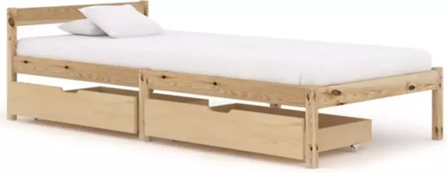 VidaXL Bedframe met 2 lades massief grenenhout 100x200 cm