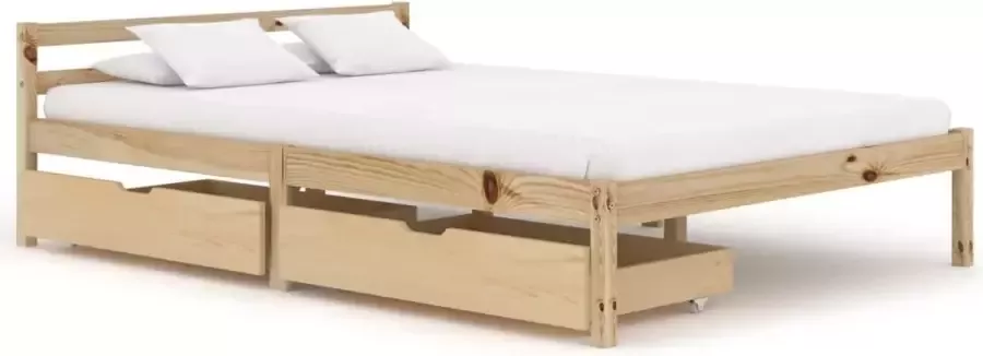 VidaXL Bedframe met 2 lades massief grenenhout 120x200 cm