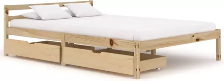 VidaXL Bedframe met 2 lades massief grenenhout 140x200 cm