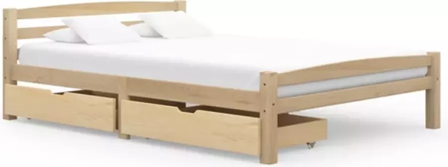 VidaXL Bedframe met 2 lades massief grenenhout 140x200 cm