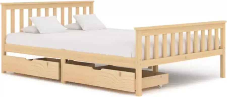 VidaXL Bedframe met 2 lades massief grenenhout 140x200 cm
