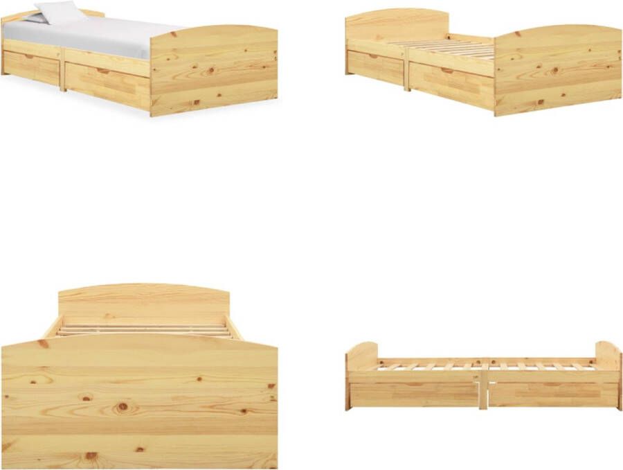 VidaXL Bedframe met 2 lades massief grenenhout 90x200 cm Bedframe Bedframes Bed Bedbodem