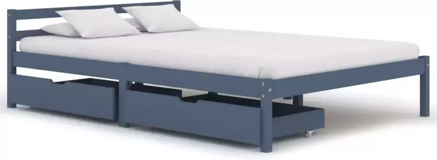 VidaXL Bedframe met 2 lades massief grenenhout grijs 120x200 cm