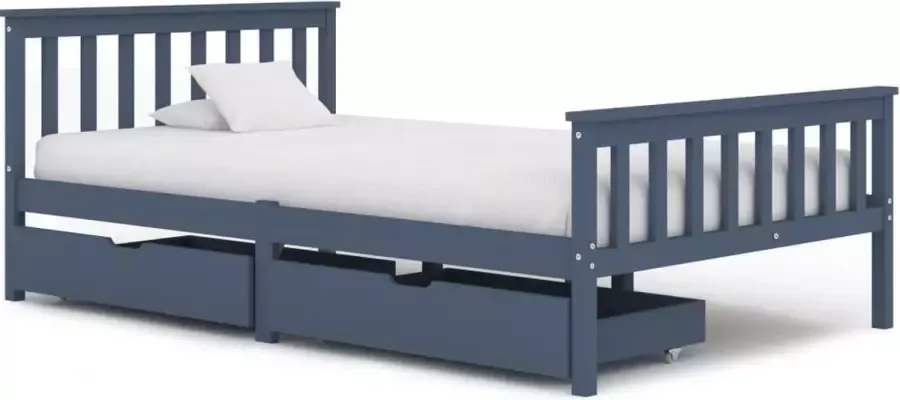 VidaXL Bedframe met 2 lades massief grenenhout grijs 120x200 cm