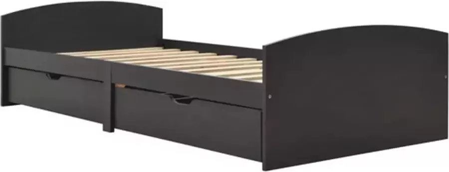 VidaXL Bedframe met 2 lades massief grenenhout grijs 90x200 cm - Foto 2
