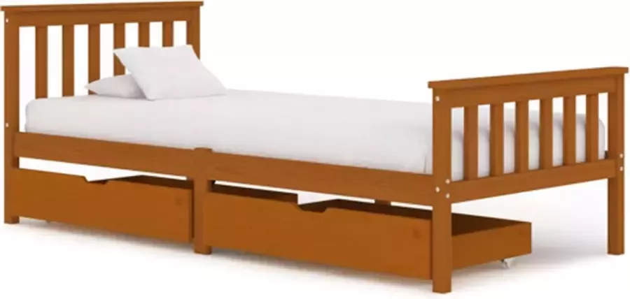 VIDAXL Bedframe met 2 lades massief grenenhout honingbruin 100x200 cm - Foto 8