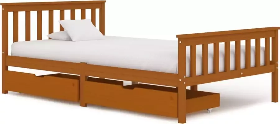 VidaXL Bedframe met 2 lades massief grenenhout honingbruin 120x200 cm