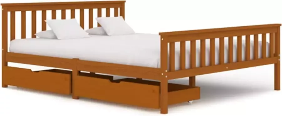 VIDAXL Bedframe met 2 lades massief grenenhout honingbruin 160x200 cm