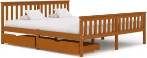 VidaXL Bedframe met 2 lades massief grenenhout honingbruin 180x200 cm