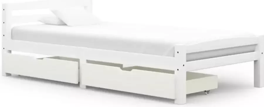 VidaXL -Bedframe-met-2-lades-massief-grenenhout-wit-100x200-cm - Foto 3