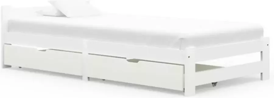 VidaXL -Bedframe-met-2-lades-massief-grenenhout-wit-100x200-cm - Foto 2