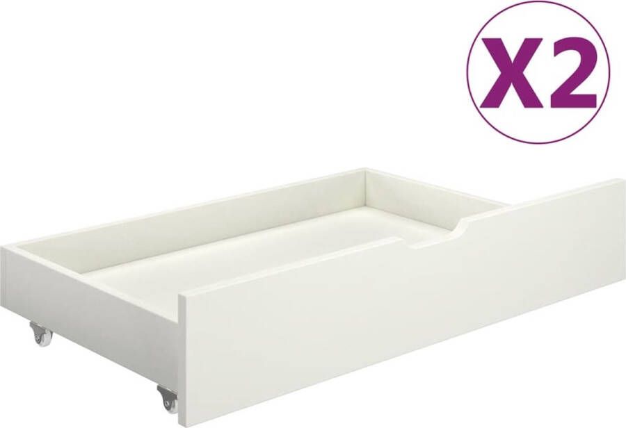 VidaXL -Bedframe-met-2-lades-massief-grenenhout-wit-100x200-cm - Foto 1