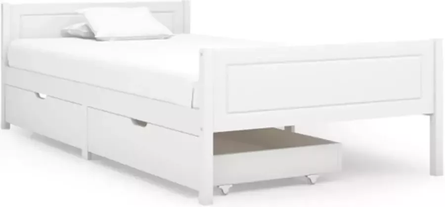 VidaXL -Bedframe-met-2-lades-massief-grenenhout-wit-100x200-cm - Foto 2